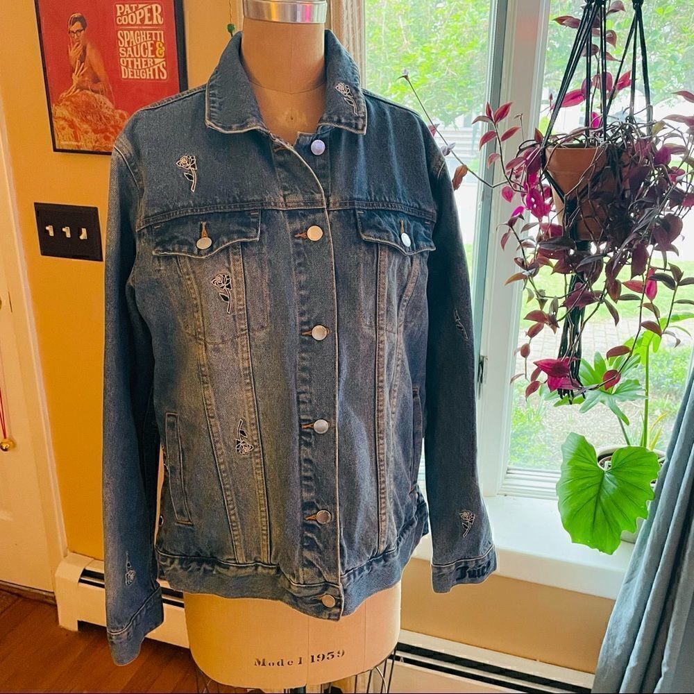 JUICY | by juicy couture denim jacket rose embroidery M
